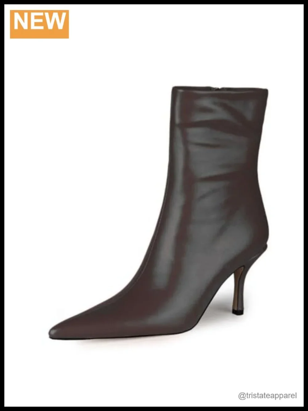 Womens Pointed Toe Stiletto Ankle Boots Zip Up Mid Calf Booties
